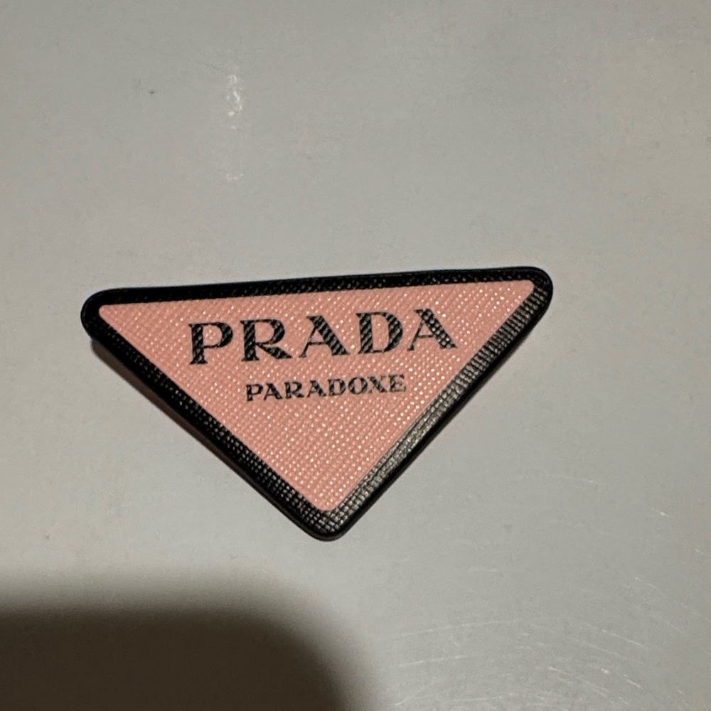 Prada Pink and Black Triangle Logo Patch broach/pendant